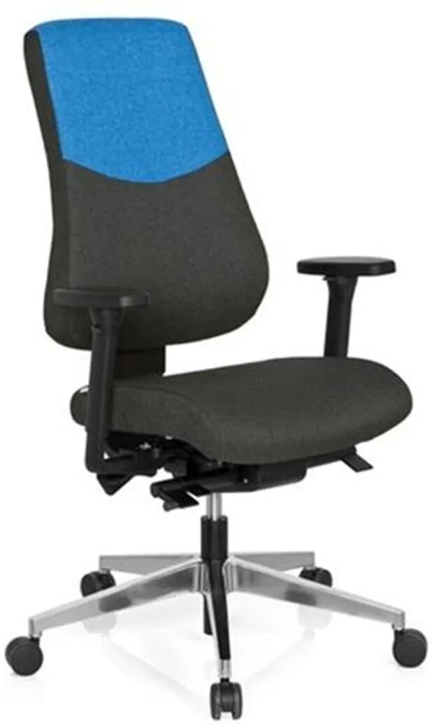 Hjh Silla ergonómica BEIRUT uso 8h, ajustable, gris oscuro/ azul