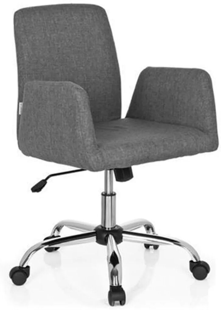 Hjh Silla de diseño MERIDIEN, con grueso acolchado y base en metal, en tela gris