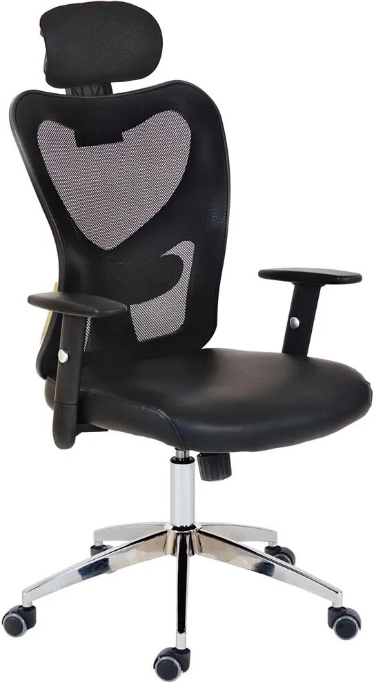 Ofisillas Silla Ergonómica ZELIA, soporte lumbar acolchado, base de metal, en negro