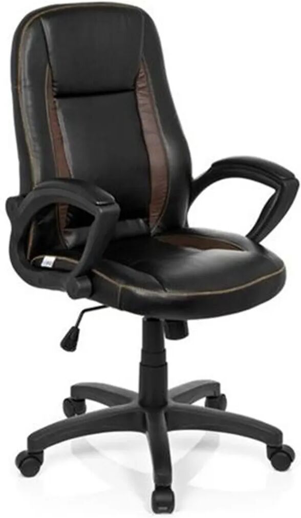 Hjh Sillón gaming oficina BOLONIA, muy cómoda con grueso acolchado, en piel negra y marrón