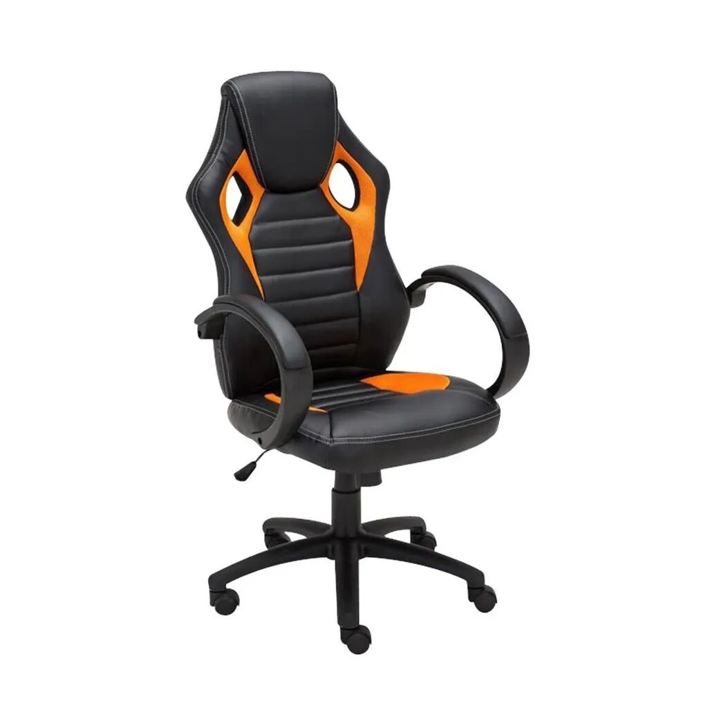 Ofisillas Silla gaming ASCARI, diseño deportivo, color negro y naranja