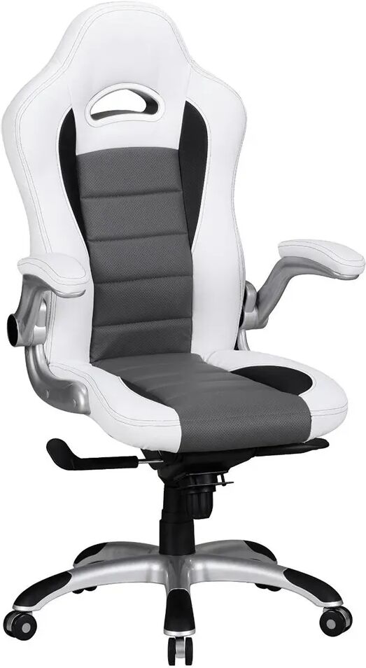 Ofisillas Silla Gaming NORIS de diseño deportivo, gran acolchado y para uso profesional de 8 horas, en blanco