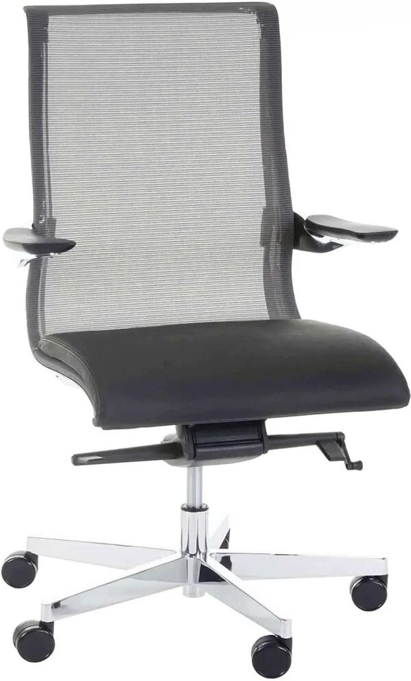 Ofisillas Silla de oficina YANG 10, diseño espectacular piel real y malla, negro