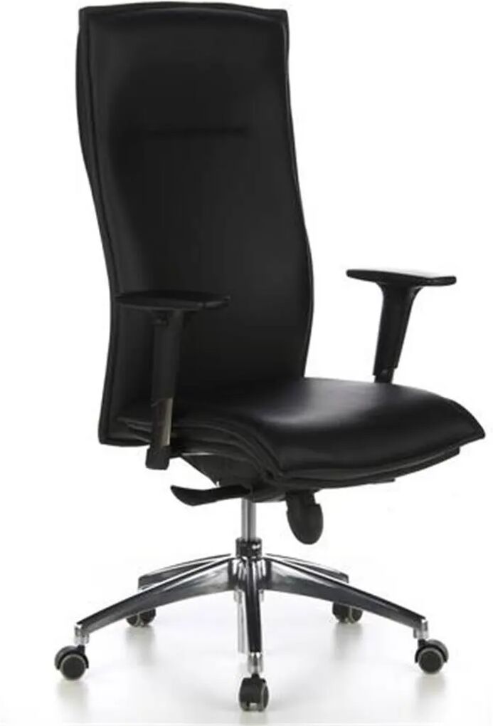 Hjh Sillón de despacho MILANO 20 en piel, base Cromada, negro