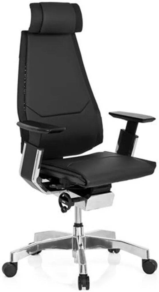 Hjh Silla ergonómica HADES, 100% ajustable, en cuero negro