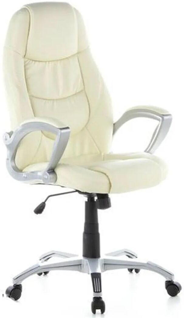 Hjh Sillon de ejecutivo LIDO en piel crema con reposabrazos