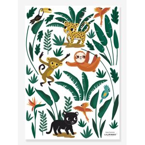 Lámina de pegatinas LILIPINSO - Pequeños Animales de la Selva verde medio liso con motivos