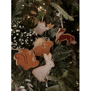 VERTBAUDET Lote de 6 adornos navideños planos de madera Brocéliande caramelo