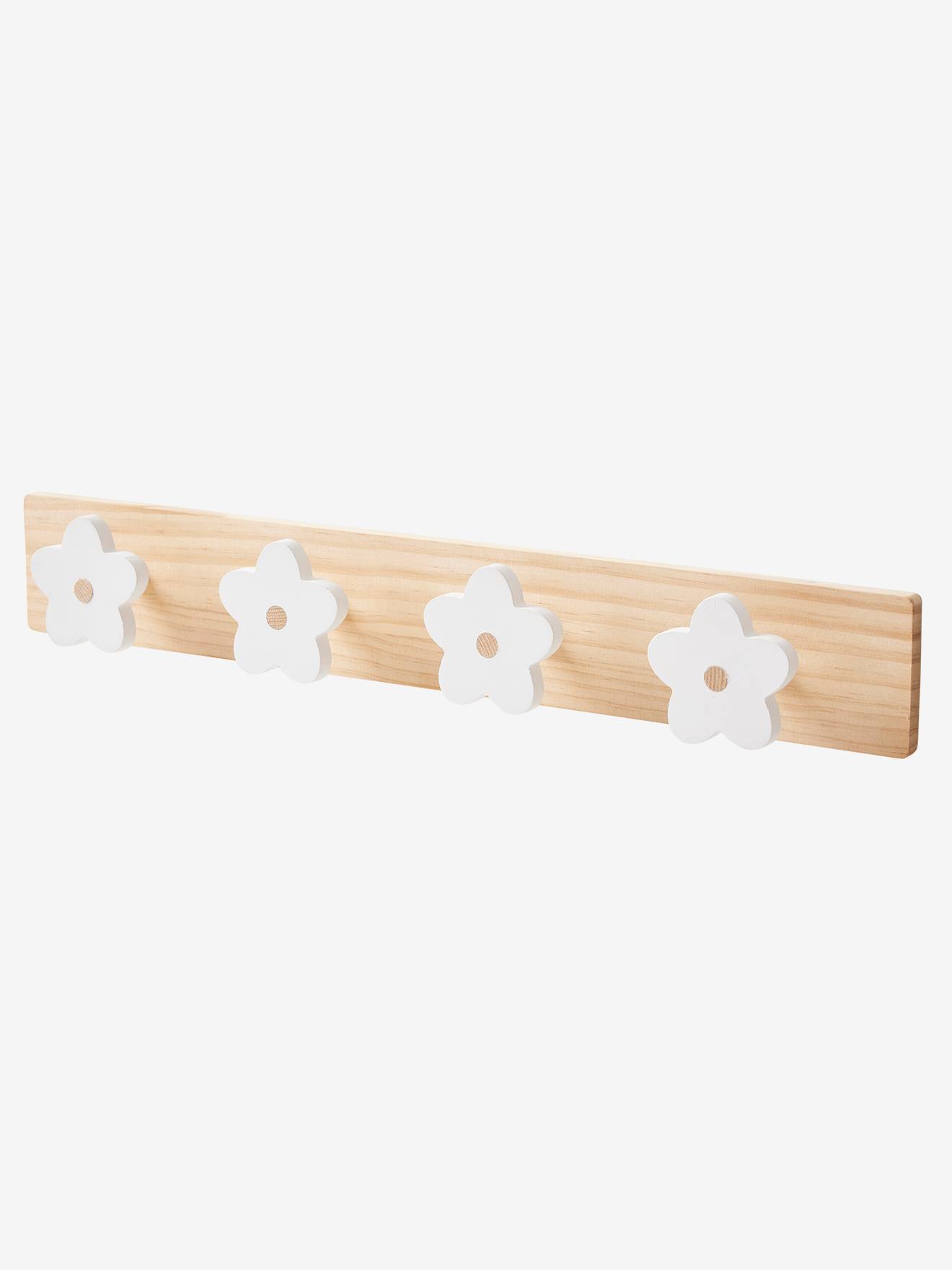 VERTBAUDET Perchero de madera con 4 flores blanco