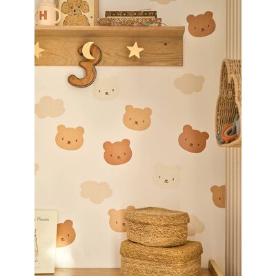 VERTBAUDET Pack de 20 pegatinas de ositos y nubes beige VERTBAUDET Pack de 20 pegatinas de ositos y nubes beige