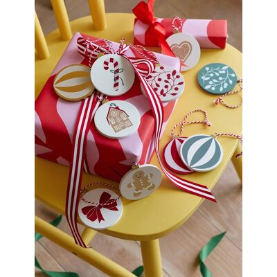 VERTBAUDET Pack de 10 bolas de Navidad de madera MOONY rojo estampado VERTBAUDET Pack de 10 bolas de Navidad de madera MOONY rojo estampado