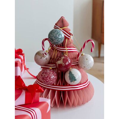 VERTBAUDET Pack de 6 bolas de Navidad 3D rojo estampado VERTBAUDET Pack de 6 bolas de Navidad 3D rojo estampado