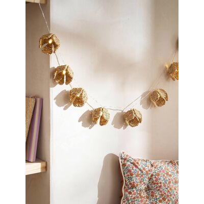 VERTBAUDET Guirnalda luminosa de ratán con flores trenzadas beige VERTBAUDET Guirnalda luminosa de ratán con flores trenzadas beige