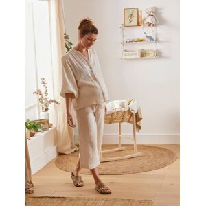 VERTBAUDET Conjunto de 2 prendas homewear para embarazo y lactancia beige claro liso