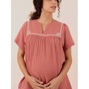 Blusa para embarazo Farah ENVIE DE FRAISE de gasa de algodón rosa palo