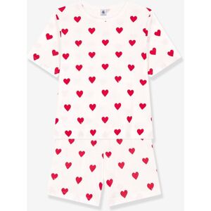 Pijama con short corazón de algodón para mujer PETIT BATEAU blanco