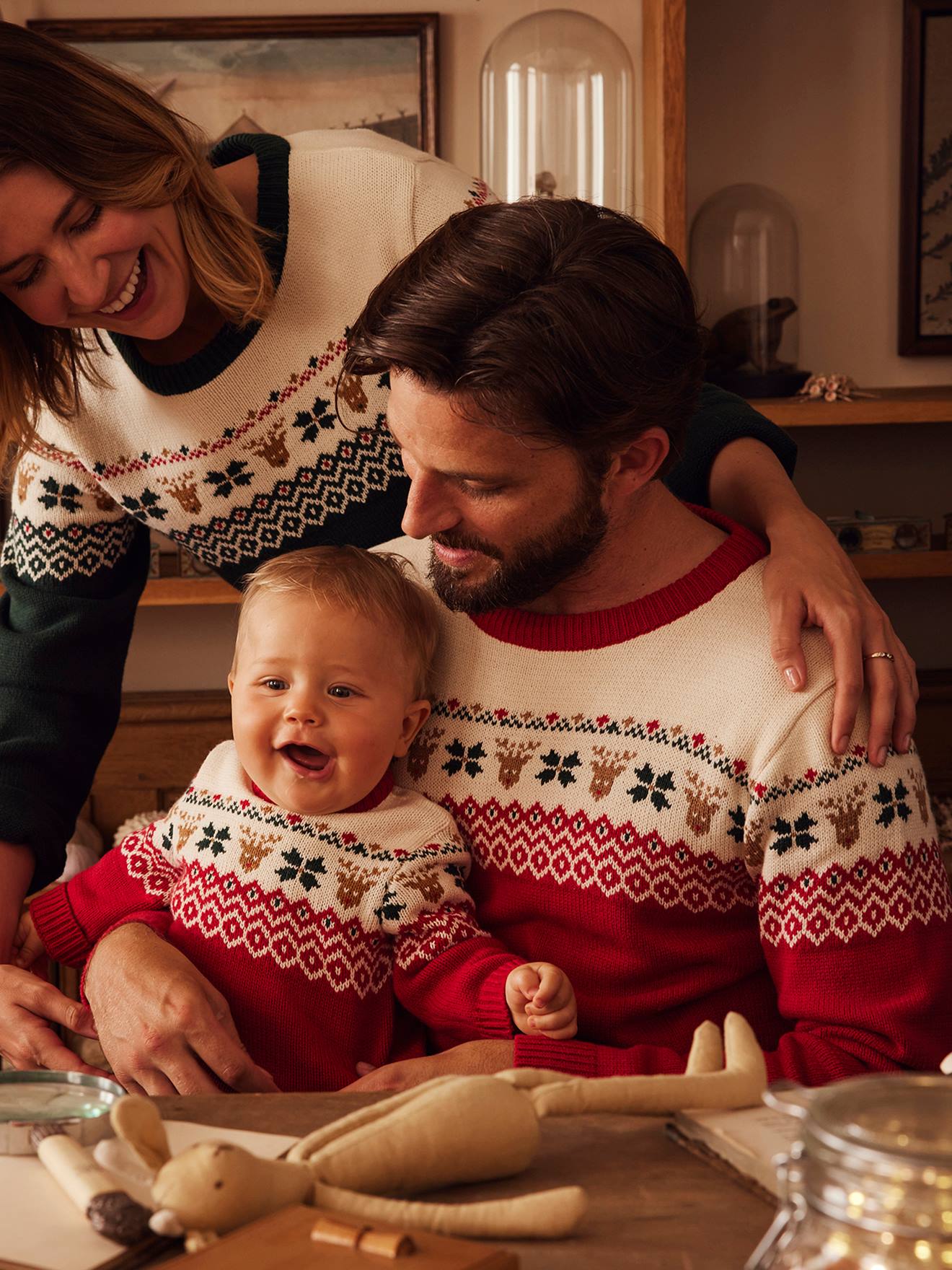 VERTBAUDET Jersey jacquard adulto especial Navidad cápsula familia rojo