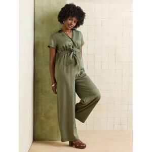 VERTBAUDET Mono ancho de manga corta embarazo y lactancia de lyocell aceituna VERTBAUDET Mono ancho de manga corta embarazo y lactancia de lyocell aceituna