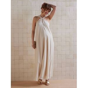 VERTBAUDET Vestido premamá cruzado largo de crepé beige dorado VERTBAUDET Vestido premamá cruzado largo de crepé beige dorado