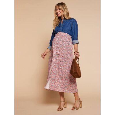 ENVIE DE FRAISE Falda larga de cintura elástica con dibujo floral multicolor ENVIE DE FRAISE Falda larga de cintura elástica con dibujo floral multicolor