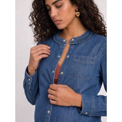 VERTBAUDET Camisa de embarazo y lactancia azul medio VERTBAUDET Camisa de embarazo y lactancia azul medio