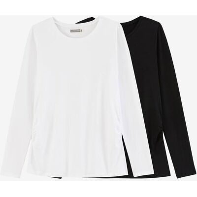 VERTBAUDET Pack de 2 camisetas para embarazo, de manga larga negro oscuro liso VERTBAUDET Pack de 2 camisetas para embarazo, de manga larga negro oscuro liso