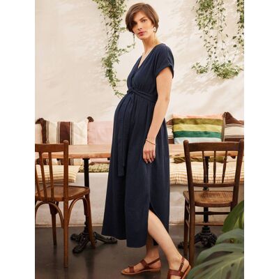 Vestido largo para embarazo de gasa de algodón ENVIE DE FRAISE azul marino Vestido largo para embarazo de gasa de algodón ENVIE DE FRAISE azul marino
