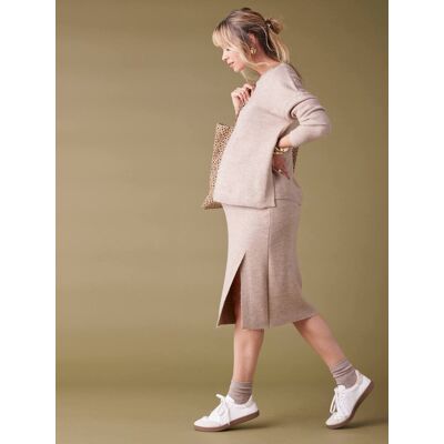 ENVIE DE FRAISE Conjunto jersey y falda de punto tricot marrón grisáceo ENVIE DE FRAISE Conjunto jersey y falda de punto tricot marrón grisáceo