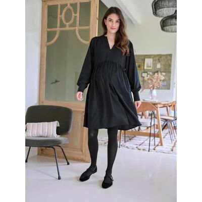 VERTBAUDET Vestido corto embarazo y lactancia, colección cápsula madre/hija negro VERTBAUDET Vestido corto embarazo y lactancia, colección cápsula madre/hija negro
