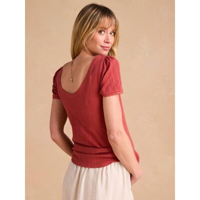 Camiseta para embarazo espalda escotada ENVIE DE FRAISE punto de aguja arcilla Camiseta para embarazo espalda escotada ENVIE DE FRAISE punto de aguja arcilla