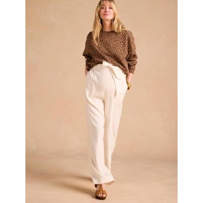 Pantalón ancho de embarazo ENVIE DE FRAISE tejido ligero con lino beige Pantalón ancho de embarazo ENVIE DE FRAISE tejido ligero con lino beige