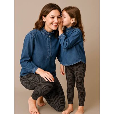 Legging con estampado de cebra para mujer, colección cápsula madre e hija ENVIE DE FRAISE chocolate Legging con estampado de cebra para mujer, colección cápsula madre e hija ENVIE DE FRAISE chocolate