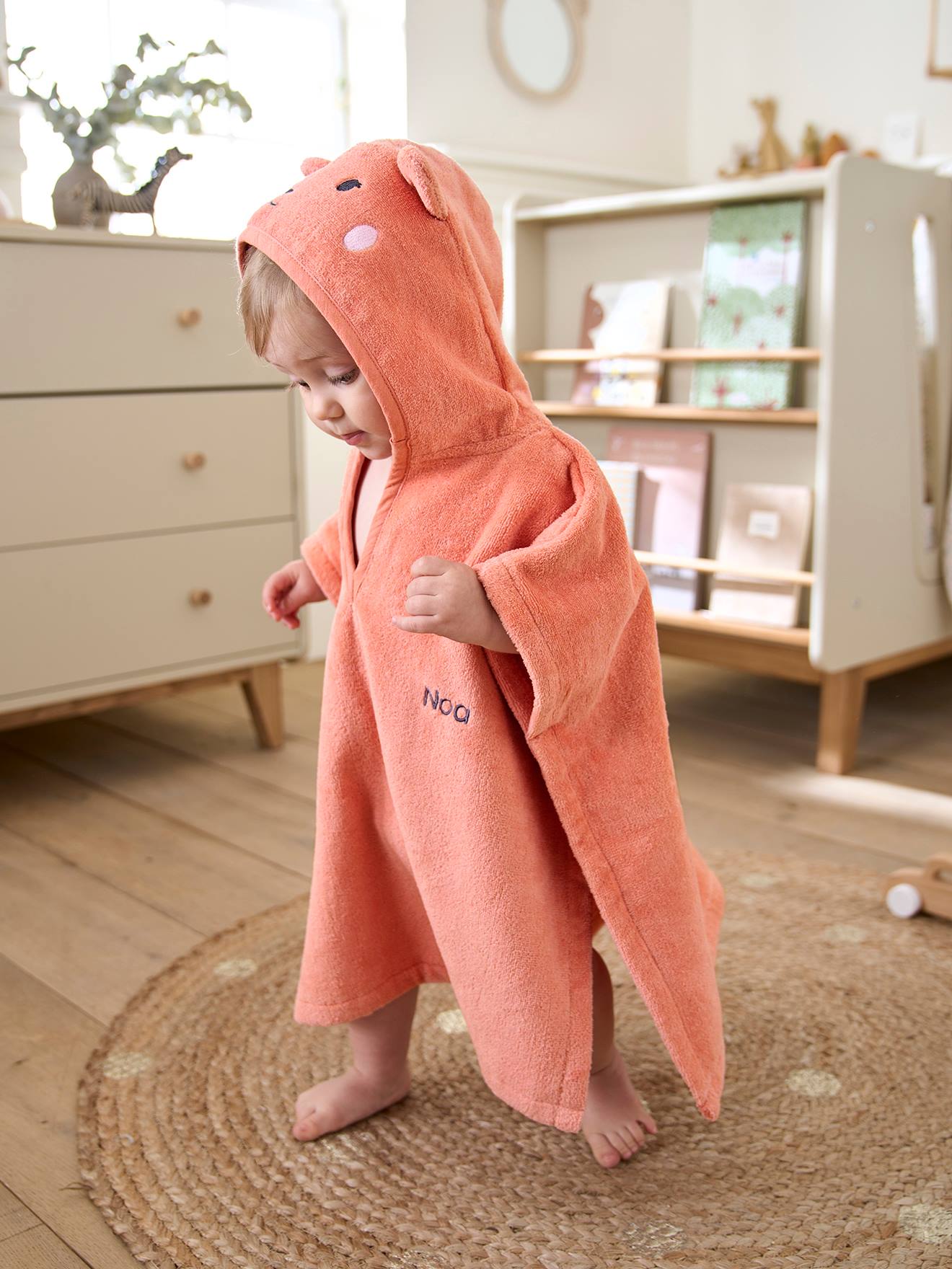 VERTBAUDET Poncho de baño personalizable Animales para bebé albaricoque