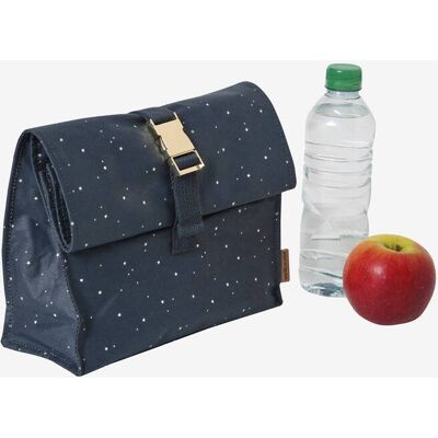 VERTBAUDET Bolso para meriendas de algodón con revestimiento azul oscuro estampado VERTBAUDET Bolso para meriendas de algodón con revestimiento azul oscuro estampado