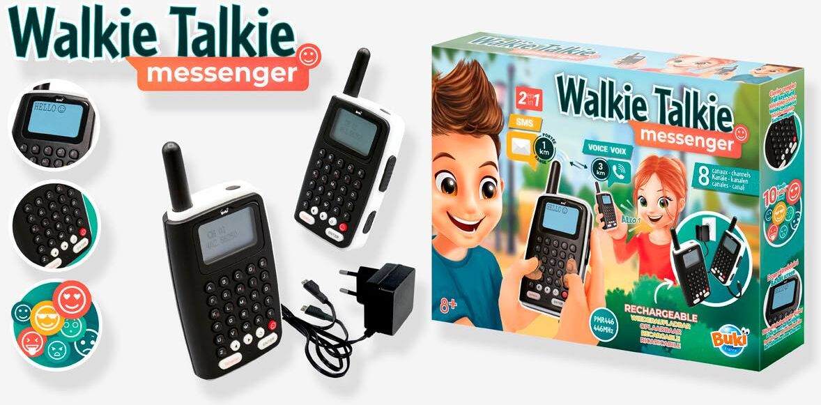 Walkie Talkie Messenger - BUKI gris oscuro liso con motivos