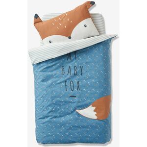 VERTBAUDET Funda nórdica para bebé Baby Fox azul medio liso con motivos