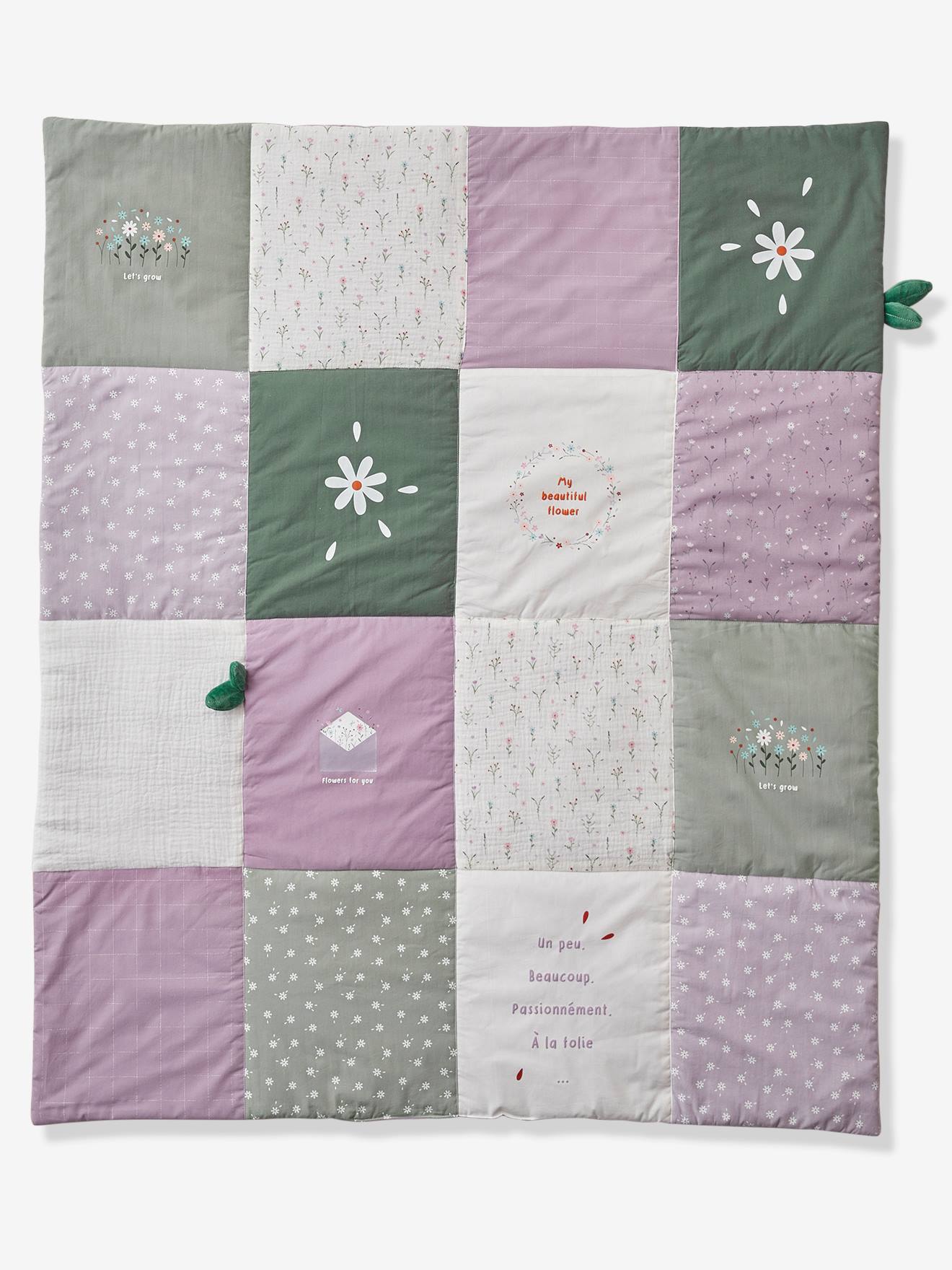 VERTBAUDET Colcha patchwork Dulce Provenza violeta medio liso con motivos