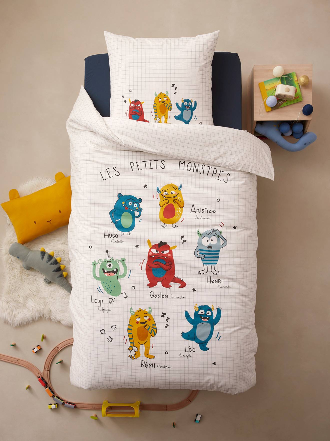 VERTBAUDET Conjunto infantil: funda nórdica + funda de almohada MONSTRUOS multicolor