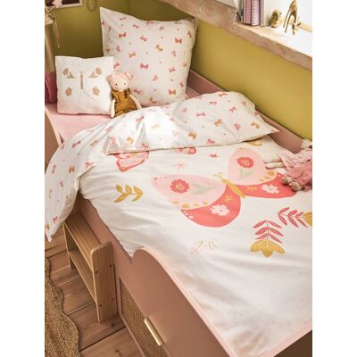 VERTBAUDET Juego de funda nórdica y funda de almohada ENVOLEE con algodón reciclado, para niños rosa estampado VERTBAUDET Juego de funda nórdica y funda de almohada ENVOLEE con algodón reciclado, para niños rosa estampado