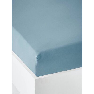 VERTBAUDET Sábana bajera de punto liso para bebé azul medio liso VERTBAUDET Sábana bajera de punto liso para bebé azul medio liso