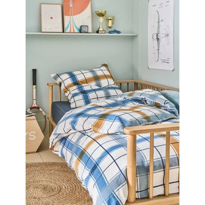 VERTBAUDET Conjunto funda nórdica + funda de almohada infantil de franela RETRO WINTER con algodón reciclado rayas azul marino VERTBAUDET Conjunto funda nórdica + funda de almohada infantil de franela RETRO WINTER con algodón reciclado rayas azul marino