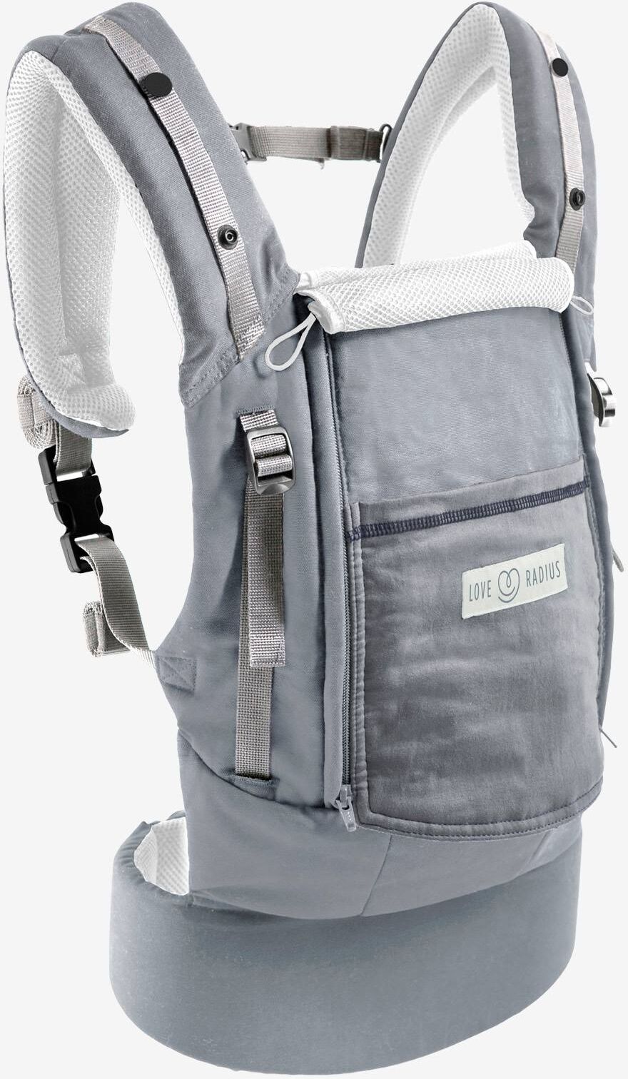 Portabebé Physio Carrier LOVE RADIUS by JE PORTE MON BEBE gris claro liso