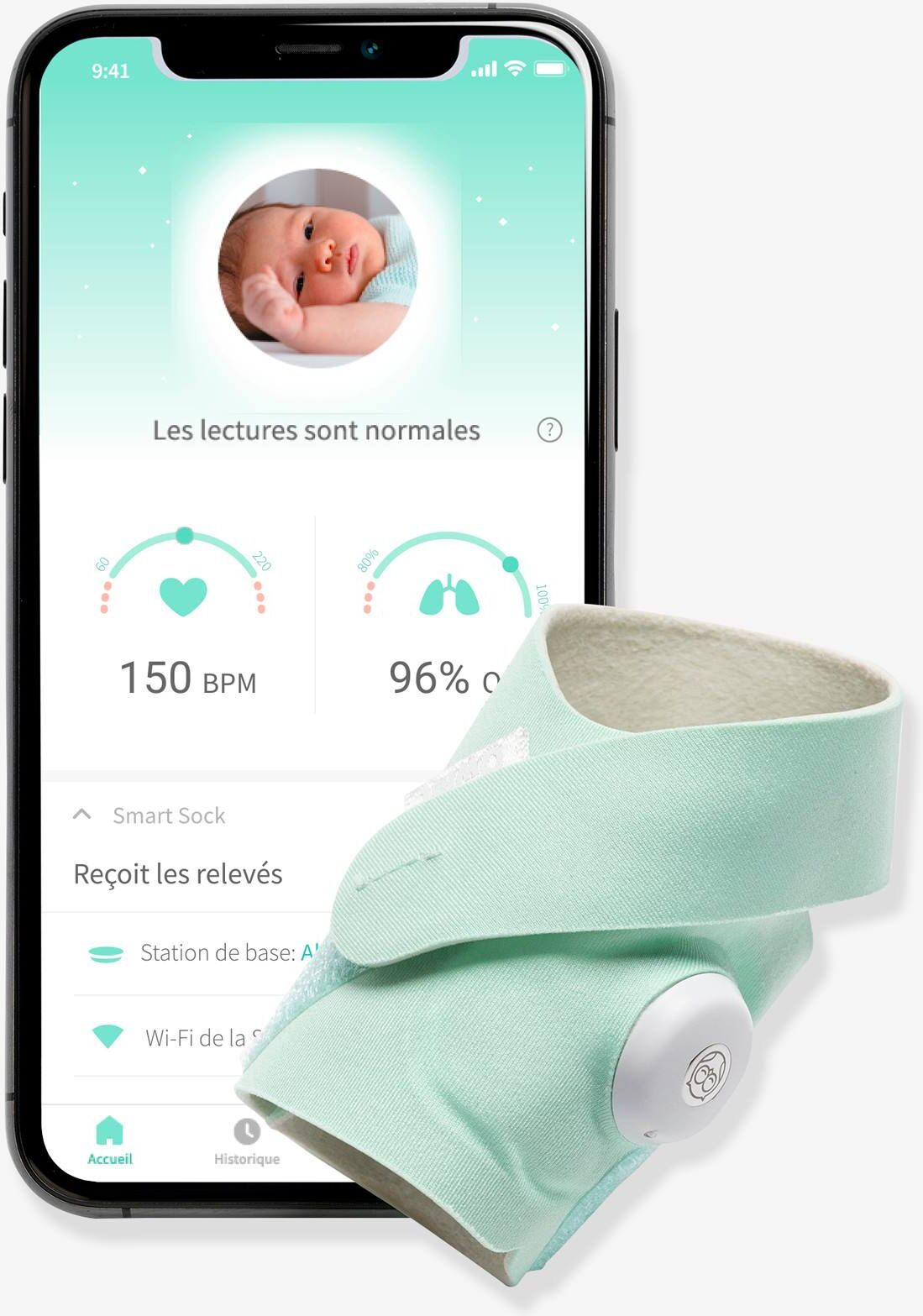 Sistema de vigilancia Smart Sock 3 OWLET verde claro liso