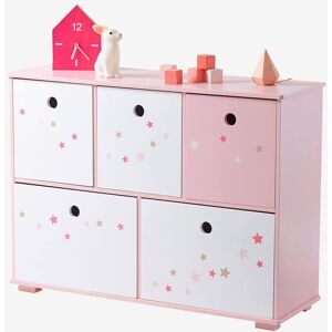 Mueble de almacenaje con 5 cajas Historias fabulosas rosa estrellas