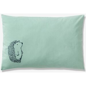 VERTBAUDET Funda de almohada para bebé de algodón orgánico, Lovely Nature verde medio liso con motivos