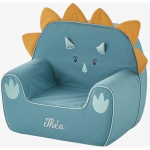 VERTBAUDET Sillón de espuma dinosaurio Triceratops verde oscuro liso con motivos