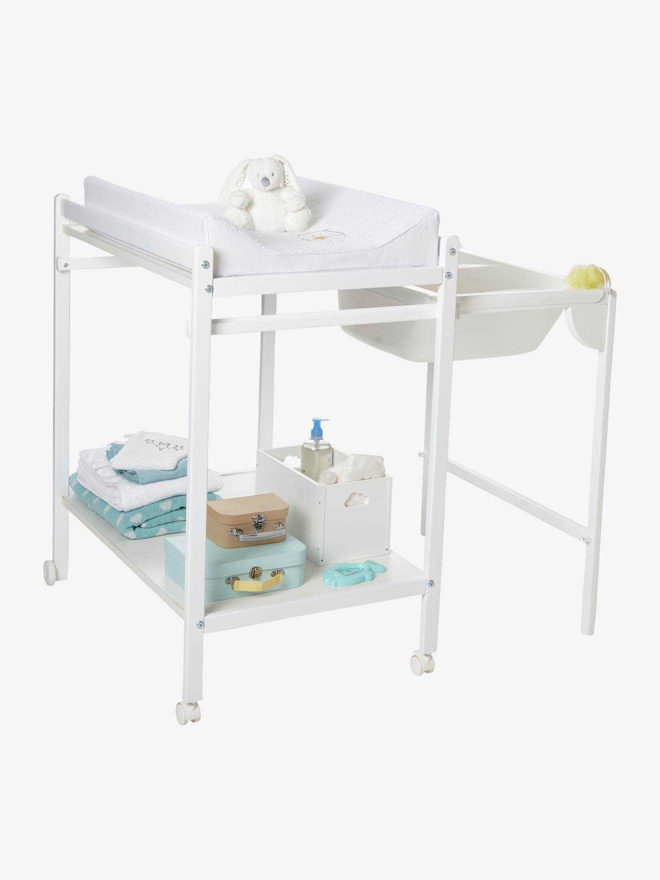 Mesa cambiador con bañera integrada MagicTub VERTBAUDET blanco medio liso