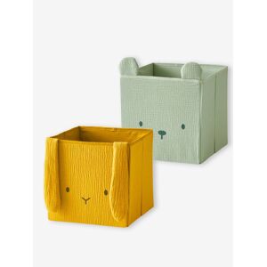 VERTBAUDET Pack de 2 caja de animales de gasa de algodón lote amarillo