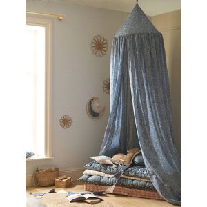 VERTBAUDET Dosel de cama de algodón lavable motivo flor INDIA azul estampado VERTBAUDET Dosel de cama de algodón lavable motivo flor INDIA azul estampado