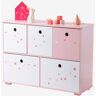 VERTBAUDET Mueble de almacenaje con 5 cajas Historias fabulosas rosa estrellas